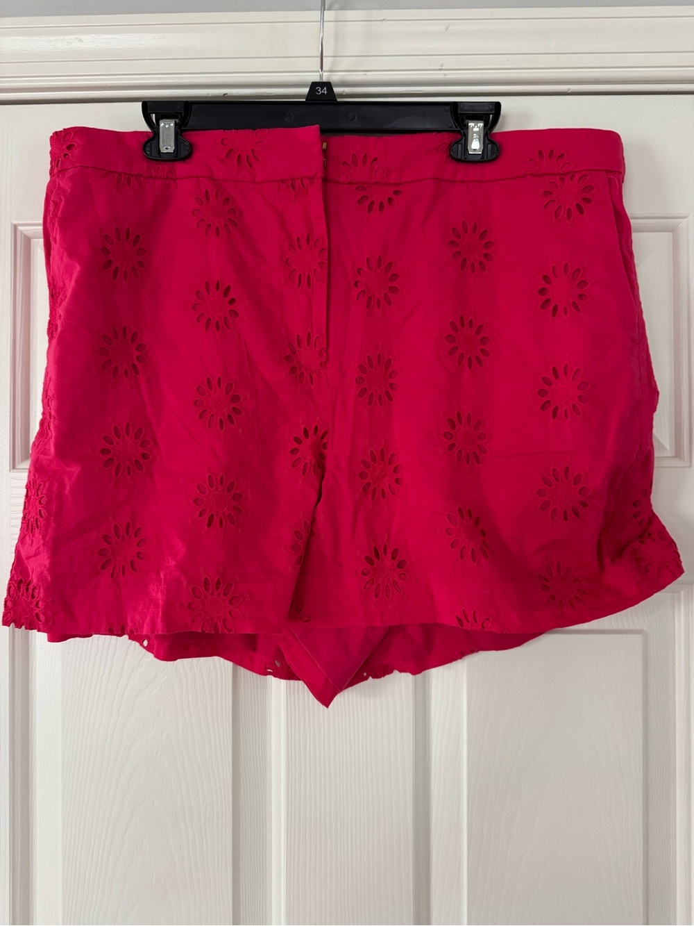 J. Crew Hot Pink Eyelet floral summer trendy shorts women’s size 16